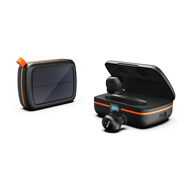 PYJ the World First Trending True Wireless Earbuds BT 5.0 Built-in Microphone l with Charging case Solar Panel Earphone