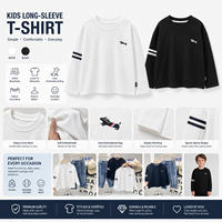 T-shirt Enfant 2026 à Manches Longues Brodé Chiot Coupe Ample Col Rond Décontracté Streetwear Haut Unisexe pour Enfants Usage Quotidien