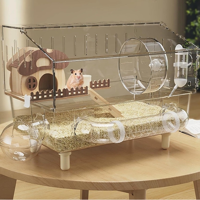 Custom Acrylic Hamster Cage 2-Layer Pet House with Full Transparent Viewing for Pet Mice Hamster