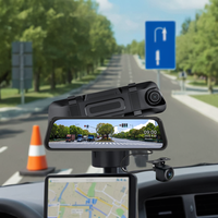 Caméra de tableau de bord 2K ultra claire à double objectif avec écran tactile IPS Rétroviseur Caméra de voiture Enregistreur vidéo ADAS étanche