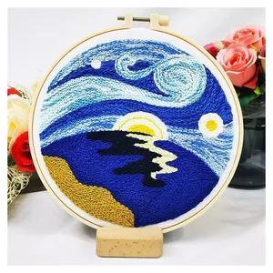 Handmade Amazing Designed Starry Sky Pattern Punch Embroidery Kits Oil Painting Handmade Tufted Home DIY Kit For Home Decoration