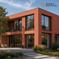 Revêtement mural en pierre flexible ultra-mince, briques fendues, terracotta rouge, fabricant OEM pour revêtement de façade extérieur et intérieur
