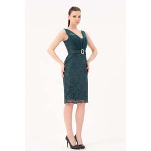 DANS Women's Elegant <b>Emerald</b> Green Casual Long Sleeve <b>Dress</b> with O-Neck Collar, Available in Multiple Sizes 38-42 - Product Image 3