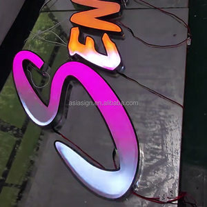 Enseigne lumineuse LED RVB dynamique couleur pleine, décoration artistique intérieure, en acier inoxydable et acrylique, personnalisée, pour studios créatifs, bars et bâtiments 3D - Product Image 2