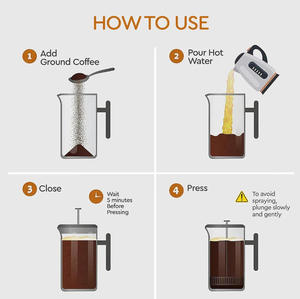 Cafetera Francesa Portátil Moderna de Doble Pared de Acero Inoxidable con Filtro de Malla, Émbolo de Repuesto, Gran Capacidad de <span class=keywords><strong>1000</strong></span> <span class=keywords><strong>ml</strong></span> - Product Image 3