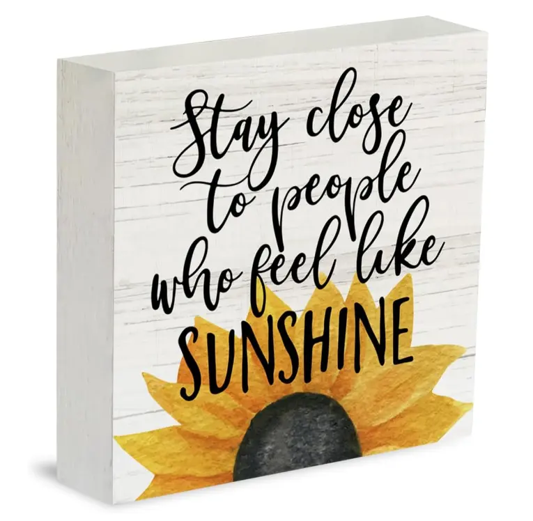 Farmhouse Sunshine Sunflower Wooden Box Sign Rustic Country Summer Square Sunflower Box Sign