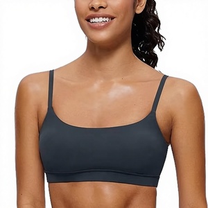 Sujetador deportivo sexy de talla grande para mujer con logo frontal, material de spandex/nailon, soporte medio, transpirable, que absorbe el sudor, cuello en U, 220g - Product Image 3