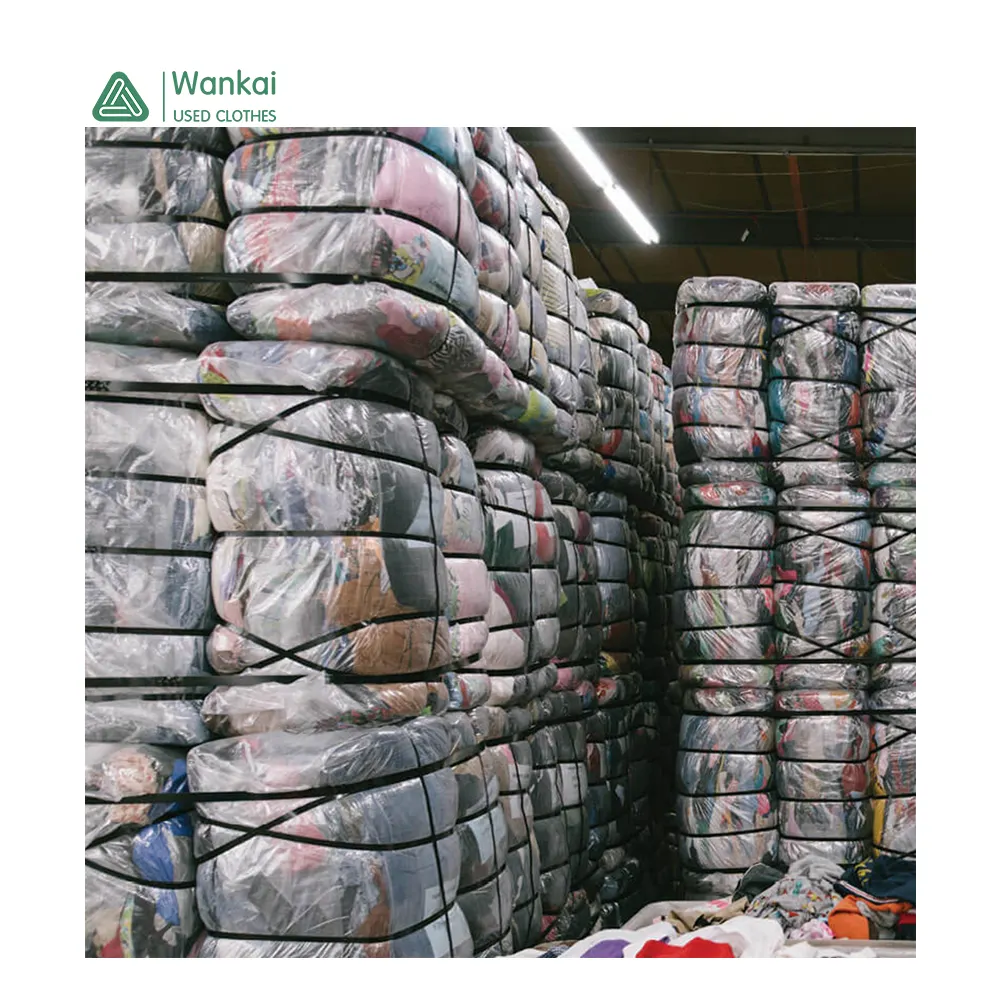 Wankai Apparel Manufacture Second Hand Clothing Mixed Bales, A Grade Used Clothes Bale Baggy Jeans