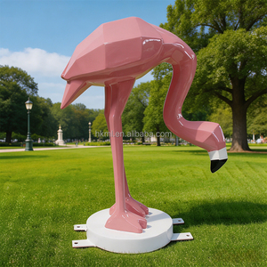 Estatua de Flamenco Gigante Rosa de Fibra de Vidrio, Arte Popular Duradero, Decoración Artística para Jardín y Plaza al Aire Libre - Product Image 2