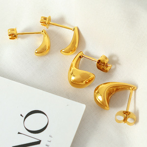 Teardrop <b>Stud</b> <b>Earrings</b> For Women Zinc Alloy Minimalist Design Fashion Jewelry - Product Image 1