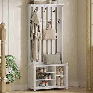 ตู้เก็บของอเนกประสงค์สำหรับทางเข้าบ้าน พร้อมราวแขวนเสื้อผ้า ตู้เก็บรองเท้า ตู้เก็บของในห้องนั่งเล่น โซลูชั่นจัดเก็บแบบครบวงจร - Product Image 5