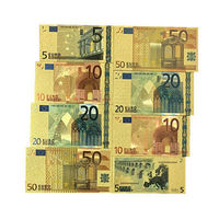 Nouvelle collection de billets de banque européens plaqués or, en plastique imperméable, 5, 10, 20, 50, 100, 200, 500, 1000 dollars, pour cadeau, style européen