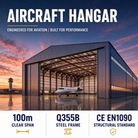 Hangar d'aviation en structure acier sur mesure pour le stationnement d'avions, le stockage aéroportuaire et l'atelier de maintenance