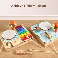 Wooden Toddler Percussion Elephant Drum Set Educational Music Xylophone Set Montessori Rattle Instrument Drum Toys