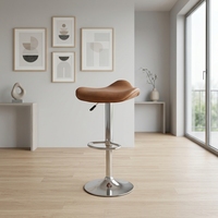 Chaise de bar pivotante réglable en tissu et cuir, avec structure en fer, design moderne pour salon