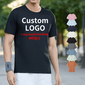 T-shirts de sport pour hommes en polyester et élasthanne, col rond, manches courtes, pour la course à pied et la gym - Product Image 1