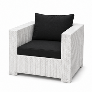 White Rattan Outdoor Lounge Set with Hanging <b>Chair</b> and Black Cushions for <b>Garden</b> Patio Use Durable Furniture - Product Image 4