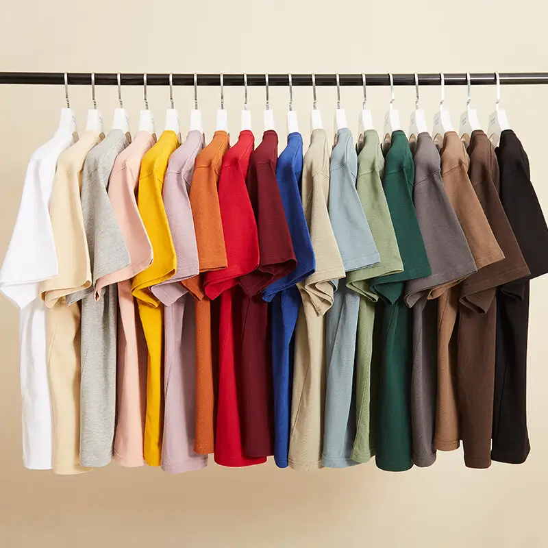 100% כותנה 220 GSM יצרני חולצות עבור בגדי מכס חולצה בגדי גברים במשקל כבד חולצות סיטונאי