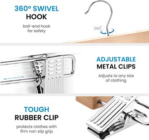 Bán buôn U hình dạng rắn kim loại Clip gỗ vải quần quần móc áo có thể điều chỉnh váy móc bán buôn - Product Image 4