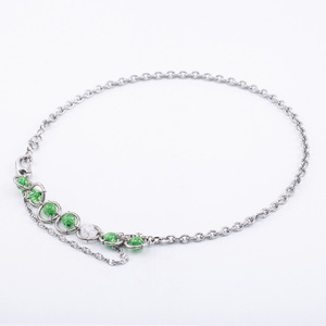 Japanese Korean Style Green Beaded Layered Necklace <b>Titanium</b> Steel Geometric Circle Design Unisex Trendy Fashion Jewelry - Product Image 2