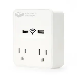 Wi-Fi Smart Socket with 2 USB for Controlling Electronics and Monitoring Energy Usage with Home Automation App for Smartphones