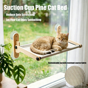 Hamac mural sur mesure pour chat, support mural en bois massif avec ventouse pour fenêtre en verre, structure d'escalade suspendue pour balcon, lit pour chat - Product Image 1