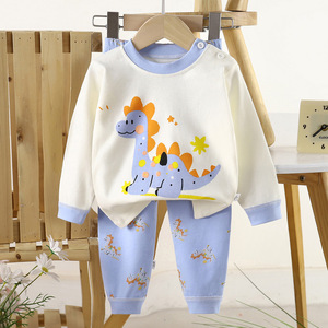 Conjunto de Ropa Interior Infantil de Algodón Puro para Niños y Niñas, Camiseta Interior Larga de Otoño, Absorbente de Humedad, con Estampados de Animales de Dibujos Animados - Product Image 4