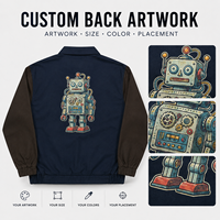 Blouson de travail zippé personnalisé OEM, color block, léger, imprimé graphique, imperméable, en coton, col bomber, pour homme