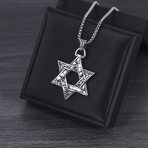 Collar con Colgante de Estrella Hexagonal de Moda Personalizada para Hombre, Collar con Colgante de Acero Inoxidable Plateado, Accesorios de Joyería para Hombre - Product Image 2