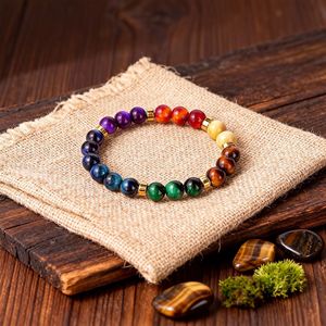 Trendy <b>Beaded</b> <b>Bracelet</b> Round Beads Seven Pulse Imitation Tiger Eye Rainbow <b>Bracelet</b> For Women Gift - Product Image 1