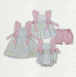 Vêtements pour bébés filles, ensembles de vêtements roses avec col à nœuds et tunique à volants - Product Image 5