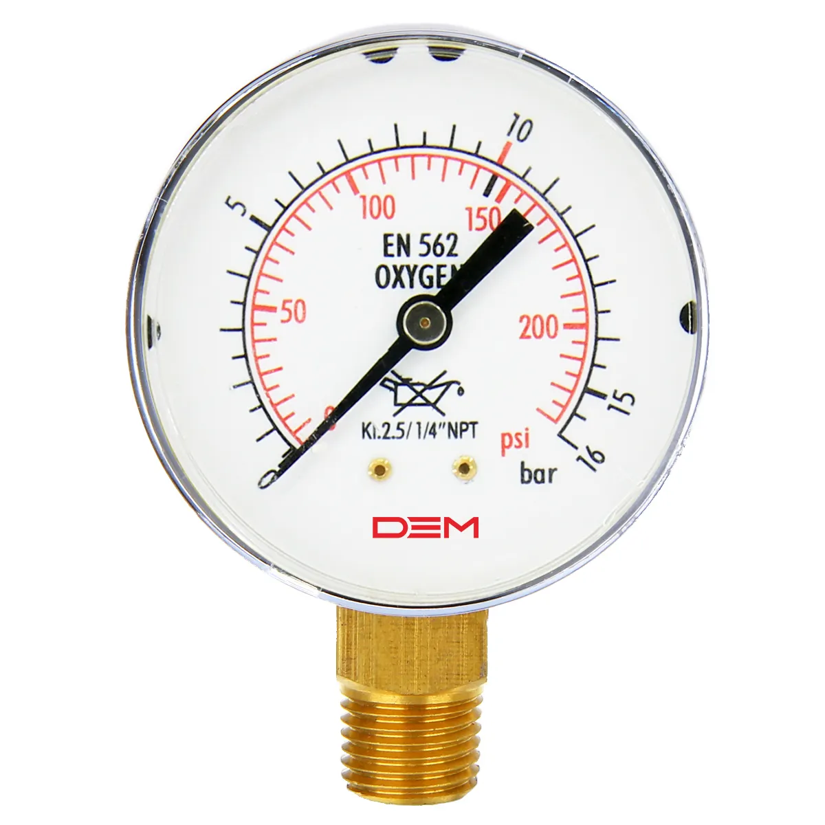 جهاز قياس ضغط الهواء, جهاز قياس ضغط الهواء ماركة (DEM 50) قطر 0-15 رطل/ساعة ، 0-10 بار ، 300bar ، مقياس ضغط الهواء ، من الصلب المقاوم للصدأ ، 1/4 NPT