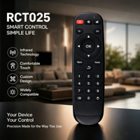 Télécommande IR JCXK OEM ODM RCT025 à 25 touches pour TV et décodeur, boutons en silicone, 2 piles AAA