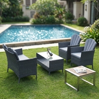 Ensemble de canapés d'extérieur en rotin tressé, design traditionnel, 4 places, durable, respectueux de l'environnement, pour villa/cour/park/jardin, utilisation hôtelière