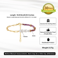 Mlluki MPB05 Valentijnscadeauarmband Dames Zoetwaterparel Natuurlijke paarse edelsteenkettingarmbanden Boheemse stijlen voor meisjes