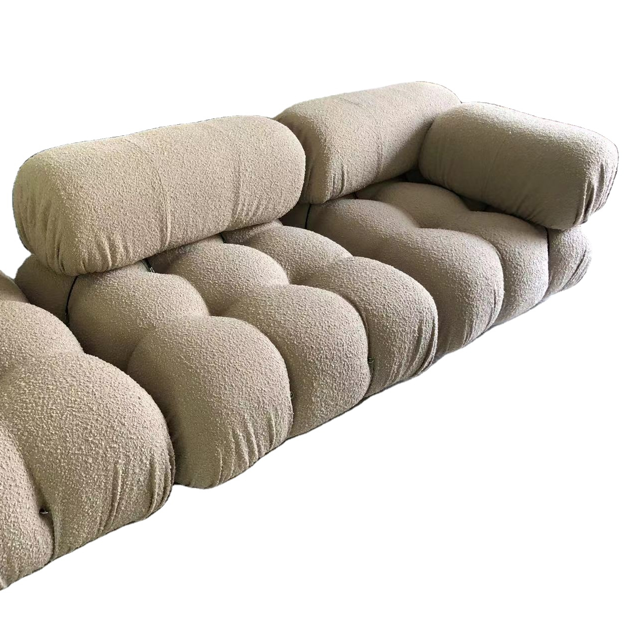 Hochwertiges Schnitts ofa 3-Sitzer Boucle Stoff Sofa garnitur Wohnzimmer Mario Bellini