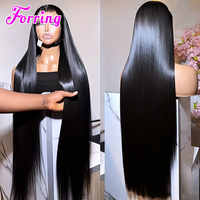 Wig Rambut Asli 250% Density HD Lace Front Warna Hitam Alami Lurus untuk Wanita 13x4 Wig Rambut Manusia Pre Plucked Glueless Lace Frontal