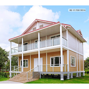 บ้านวิลล่าสำเร็จรูปโครงเหล็กเบา สไตล์บ้านไร่ พร้อมระเบียงและสวน สำหรับใช้ในรีสอร์ท รุ่น HG-V17061766A - Product Image 3