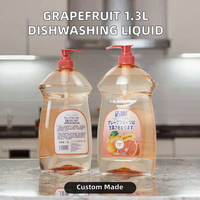 Liquide vaisselle écologique parfumé au pamplemousse 1,3 L, qualité alimentaire, pour usage domestique et commercial, grand format