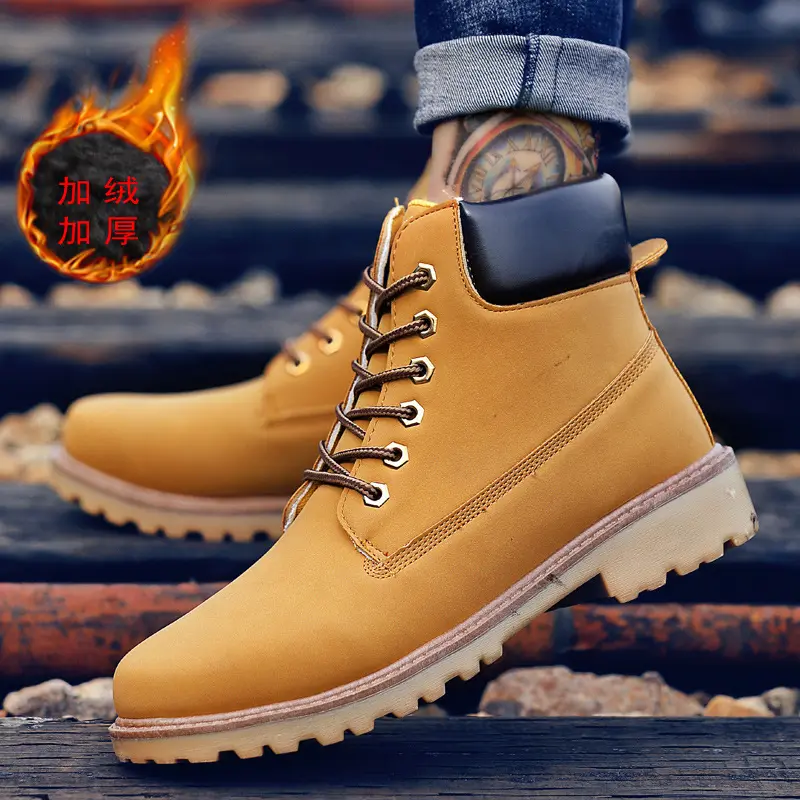 Wholesale 2021 new British Martin boots men's lace-up PU leather men's shoes trend high-top casual thickened snow boots