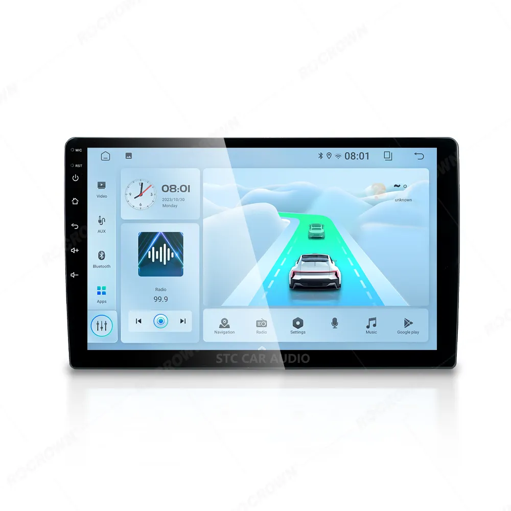 Android 10 Car Stereo Pantalla táctil Radio Multimedia Car DVD Player con GPS DSP BT CarPlay y ayuda de marcha atrás WiFi incorporado