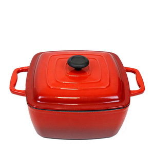 Olla de cocina al por mayor de hierro fundido de 25CM, utensilios de cocina cuadrados de esmalte rojo, Horno Holandés, cazuela antiadherente, <span class=keywords><strong>cocotte</strong></span> - Product Image 1