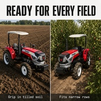Tracteur agricole 4x4 avec auvent pare-soleil et point de prise de force indépendant pour opérations agricoles mixtes en Amérique du Sud