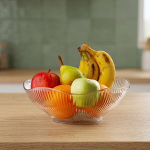 Anax Small Transparent Ribbed Fruit <b>Basket</b> Bowl Food Safe <b>Plastic</b> Storage for Kitchen Counter Fridge Table Centerpiece Gift - Product Image 2