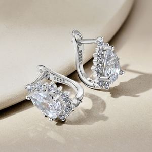 Dylam Sparkling Women Fine Jewelry Dress up Accessories S925 Silver Waterdrop Shape Diamond 5A Cubic Zirconia <b>Hook</b> Earrings - Product Image 6
