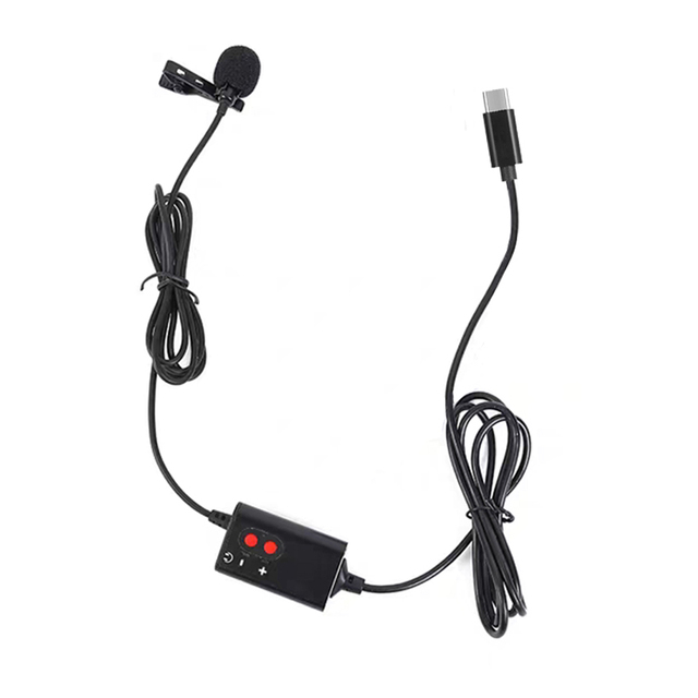 USB-C Cardiod Condenser Conference Microphone Volume Control 3.5mm Headphone Jack Clip-on Wired Noise Cancelling Lightweight