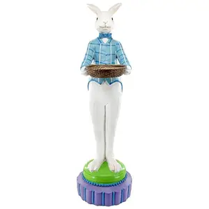 Statua moderna statua di coniglio in poliresina decorazione della casa statua di maggiordomo coniglio coniglietto