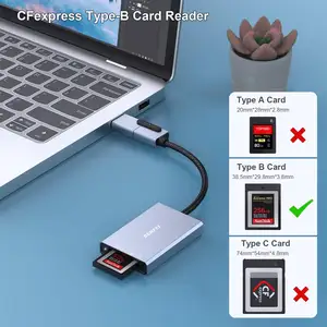 CFexpress 카드 리더기 10Gbps, USB-C/USB-A 2-in-1 타입 B CFexpress 어댑터 윈도우/맥/리눅스/안드로이드와 호환 가능