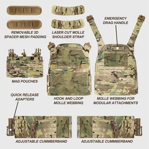 Outdoor 1000D Nylon Quick Release Tactical Vest Multi-purpose Molle Caminhadas Camuflagem Protective Combat Versátil Tactical Vest