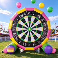 Jeu de fléchettes géant gonflable de 3,5 m de haut avec cible en velcro et ballons collants pour le plaisir à la maison dans la cour